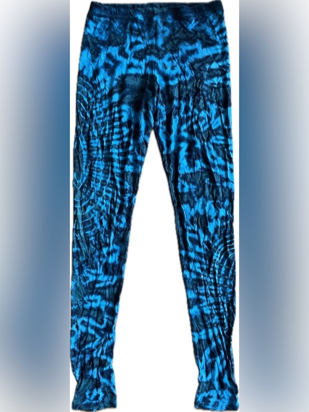 Soft stretchy teal & turquoise tie-dye leggings from Harem Pants
